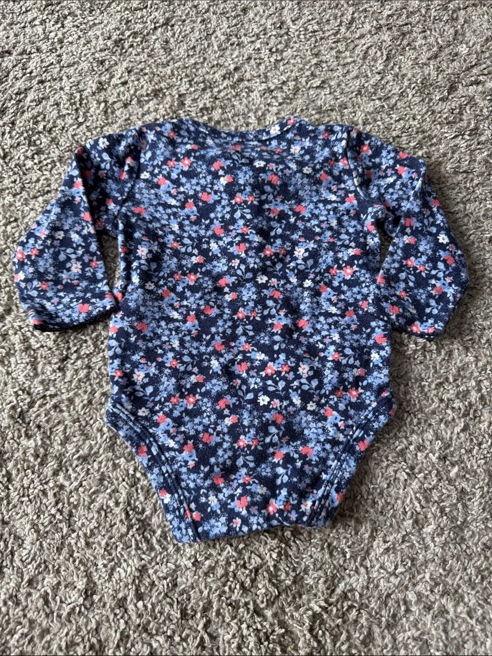 ☀️3/$10 BUNDLE!!☀️ Carter's Navy Floral Long-Sleeve Baby One-Piece